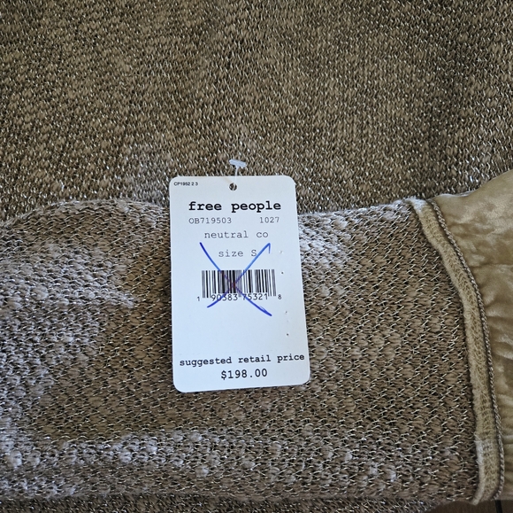 FREE PEOPLE Celestial Velvet Bell Sleeves Sweater Knit Tunic Top Size Small - Picture 13 of 13